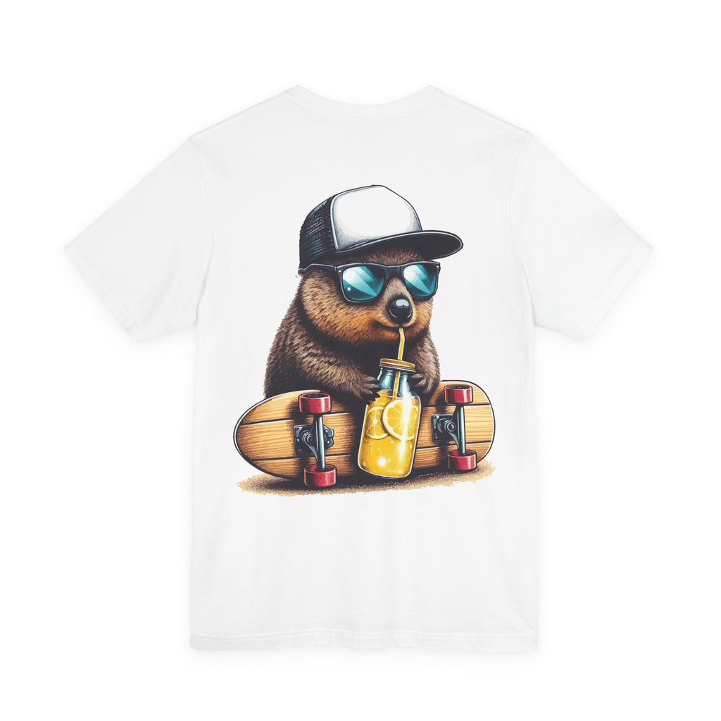 Quokka Skateboard Tee — 'WYLD Nectar' Skateboarder Quokka Drinking Lemonade Graphic T‑Shirt